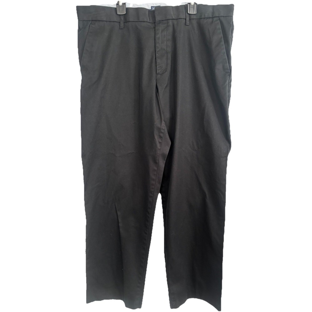 Gap Men's 38x30 Tailored Khakis Relaxed Fit Black Flat Front Cotton Twill Preppy